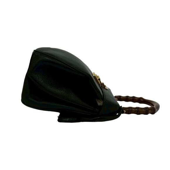 GUCCI Authentic Vintage Black Leather Bamboo Bag - Picture 6 of 9